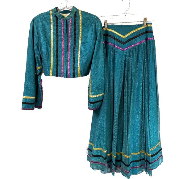 Teal Blue Sparkly Gypsy Fortune Teller Costume Size Small - Medium - Picture 3 of 10